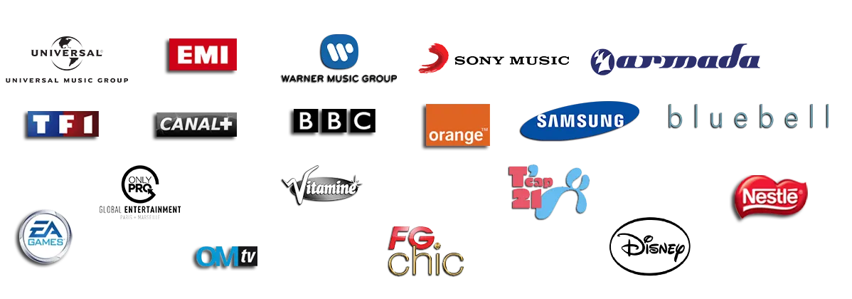Major record labels and music companies we've worked with